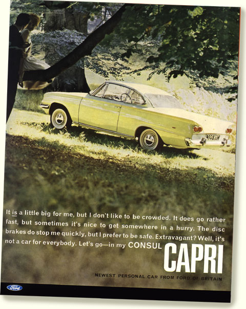 Ford Consul Capri 116E 1500 GT 196264 classic car portrait print