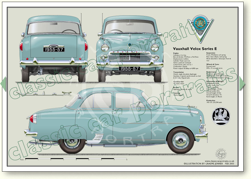 Vauxhall Velox Series E 195557 classic car portrait print